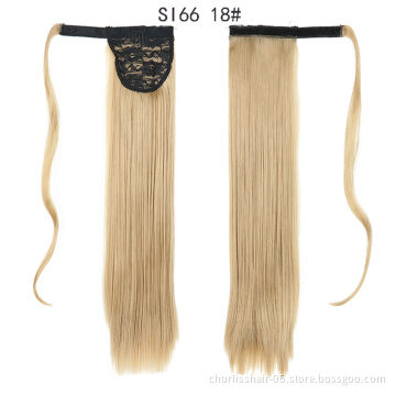 Hot Sale Product Ombre Color Detachable Ponytail Hairpiece Wrap Around Private Label Straight Ponytail Extensions Synthetic Hair